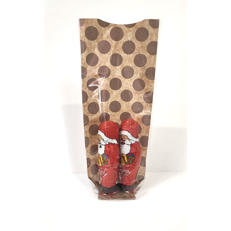 Saco Celofane Fundo Quadro Cartão Fundo Kraft "Polka" 10X22x4,5cm