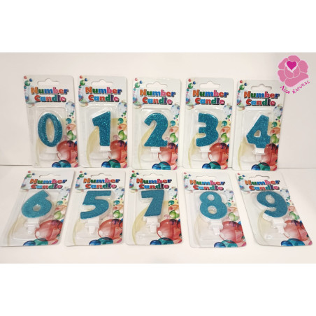 Vela Aniversário Azul Purpurina 6cm