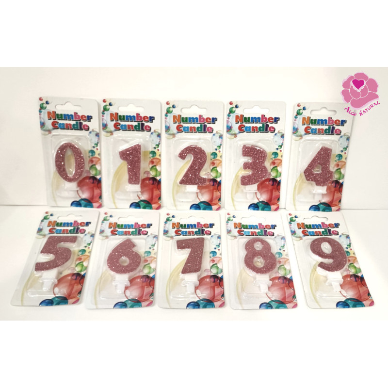 Vela Aniversário Rosa Purpurina 6cm