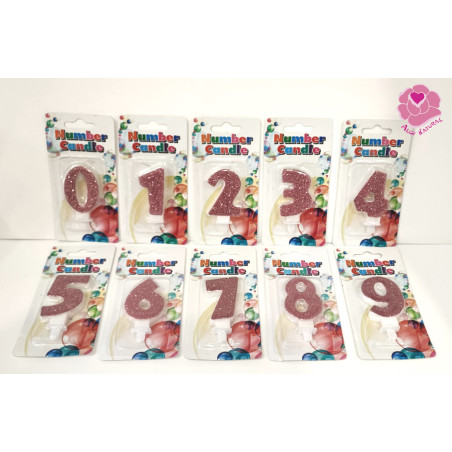 Vela Aniversário Rosa Purpurina 6cm