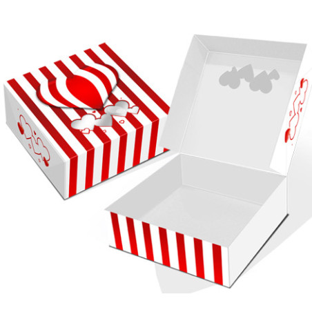 Caixa para bolos c/janela coração 24x24x7,5cm