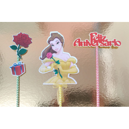 Toppers Aniversário Bela e o Monstro 3 pcs