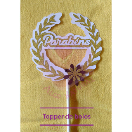 Topper para bolos Parabéns Dourado