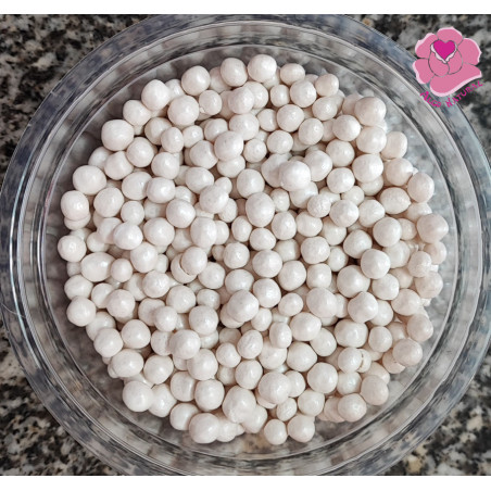 Bolas de cereais crocantes brancas, 4mm