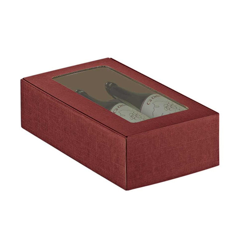 Caixa Cartão Bordô p/2 Garrafas 340×185x90mm