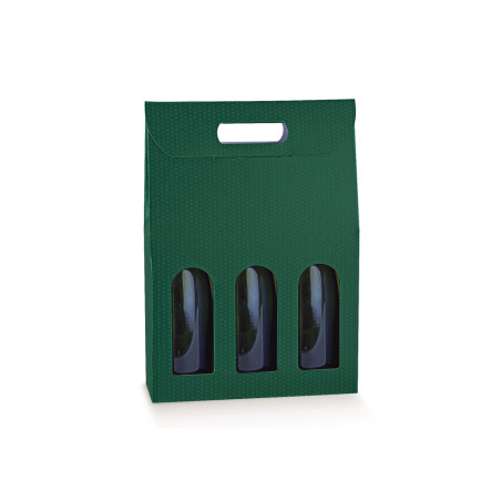 Caixa 3 Garrafas Verde 270x90x385mm