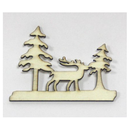 Adorno Decrativo Rena e Árvores Natal 7,5x6cm