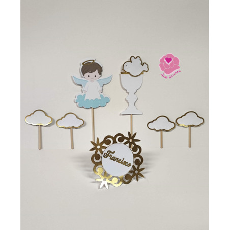 Topper de bolo Batizado do Francisco 7 pcs