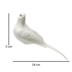 Pomba branca c/penas em arame 14 cm