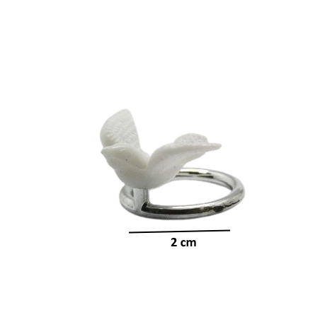 Aliança prateada com Pomba branca 2 cm