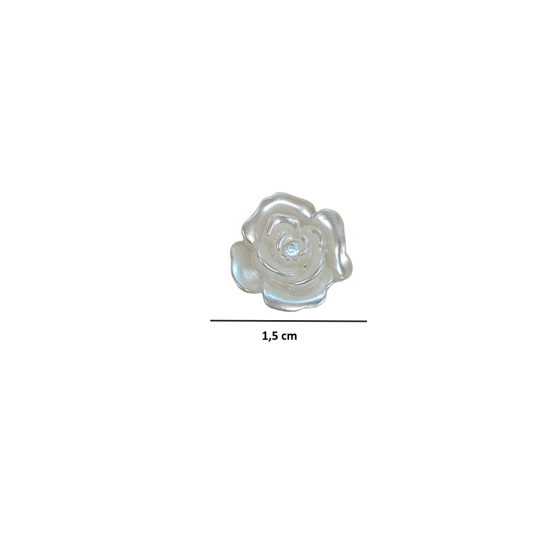 Mini Rosa Resina Pérola 1,5 cm