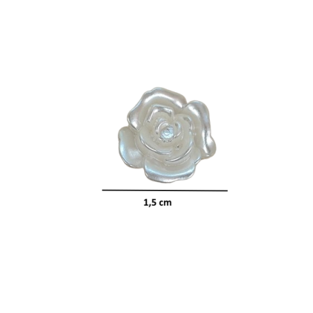 Mini Rosa Resina Pérola 1,5 cm