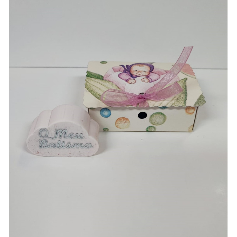Lembrança Batizado Caixa Tulipa Rosa