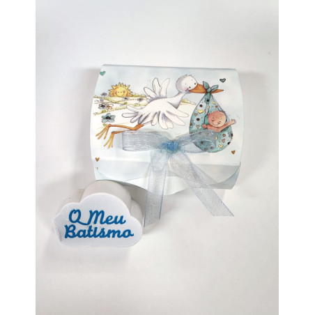 Lembrança Batizado Caixa Cegonha Azul