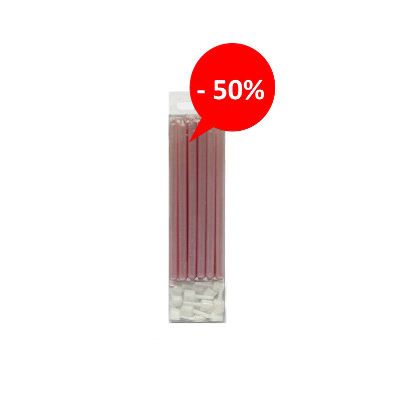 Velas rosa metalizadas com suporte
