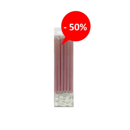 Velas rosa metalizadas com suporte
