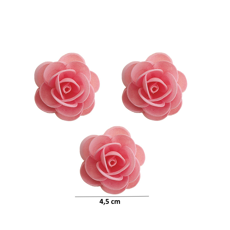 Rosa Rosa hóstia sem folha 4,5cm