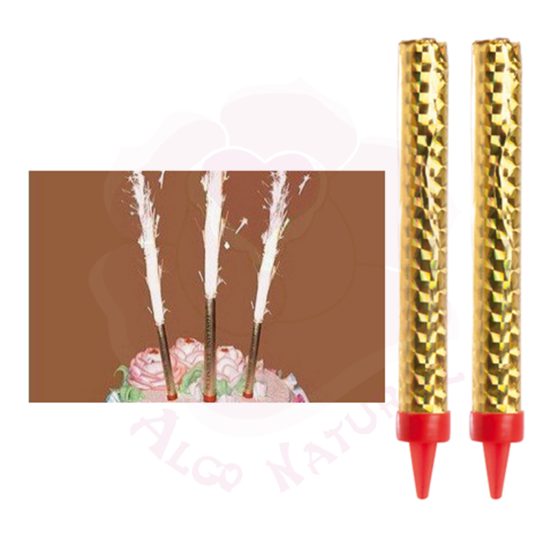 Foguetes para bolos e festas dourado