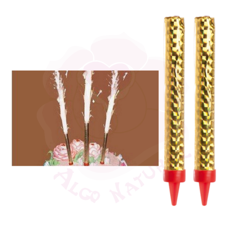 Foguetes para bolos e festas dourado