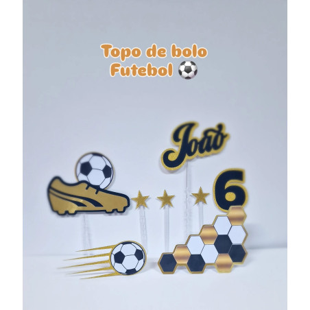 Topo de Bolo Futebol dourado