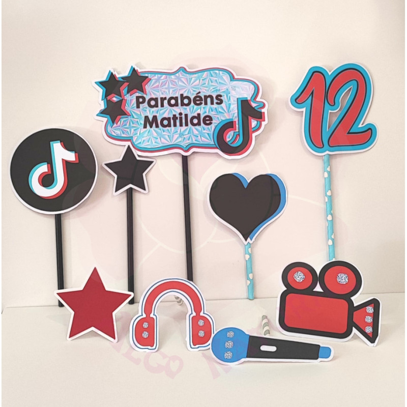 Toppers Aniversário TikTok 9 pcs