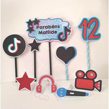 Toppers Aniversário TikTok 9 pcs
