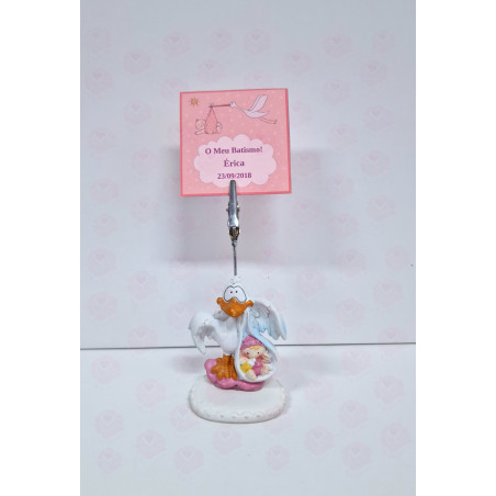 Lembrança Batizado Cegonha Rosa
