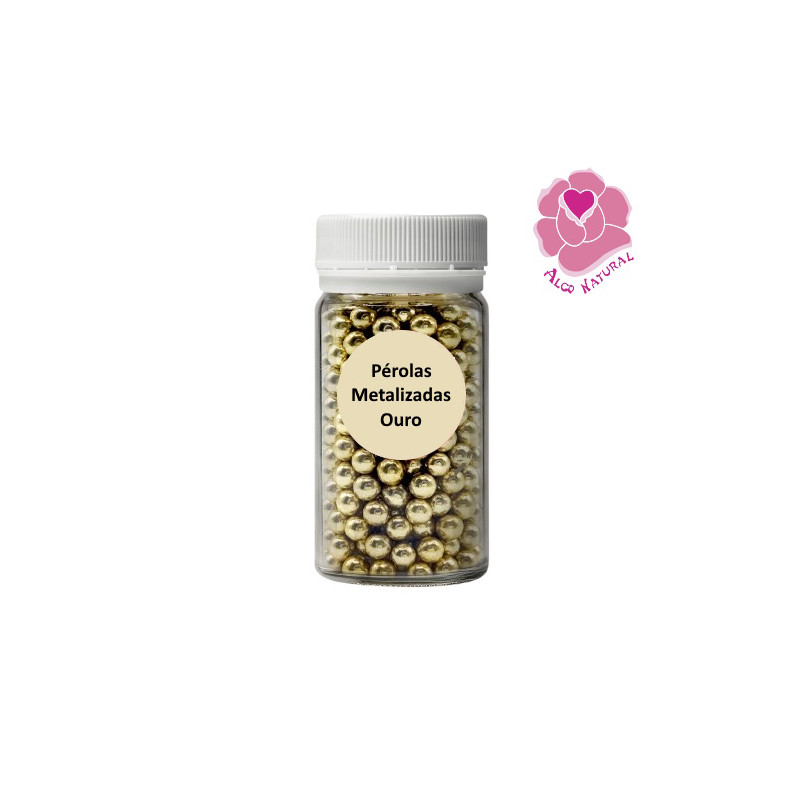 Pérolas de açúcar metalizadas ouro 7mm