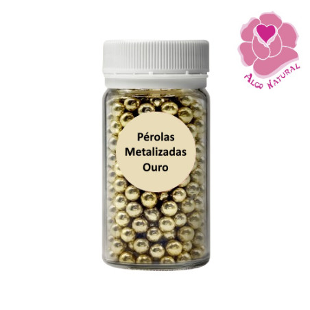 Pérolas de açúcar metalizadas ouro 7mm