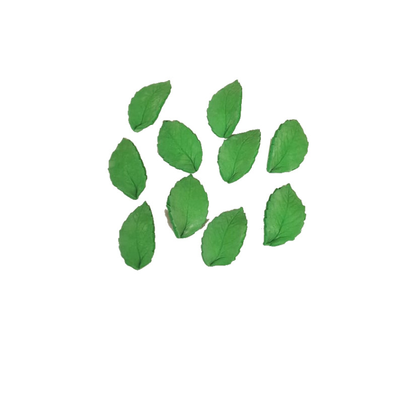 Folhas Roseira Verde em Pasta de Açúcar 3x1,5 cm