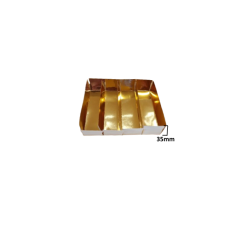 Caixa Bombons Esferas Amarelas, Interior Dourado 145x145x35mm