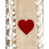Rolo Fita Algodão bege/coração vermelho