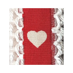 Rolo Fita Algodão Vermelho Coração Bege