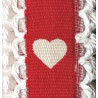 Rolo Fita Algodão Vermelho Coração Bege