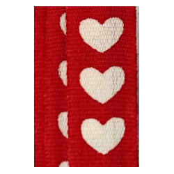 Rolo Fita Algodão vermelho coração bege