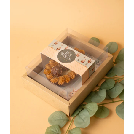 Caixa Kraft c/ tampa Ovo Páscoa - encaixe p/colher 20x16x5cm 150/250grs