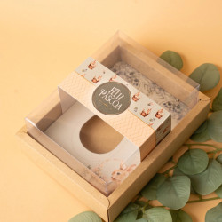 Caixa Kraft c/ tampa Ovo Páscoa - encaixe p/colher 20x16x5cm 150/250grs