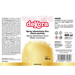 400ml Corante Spray Comestível Ouro Efeito Pérola - Dekora