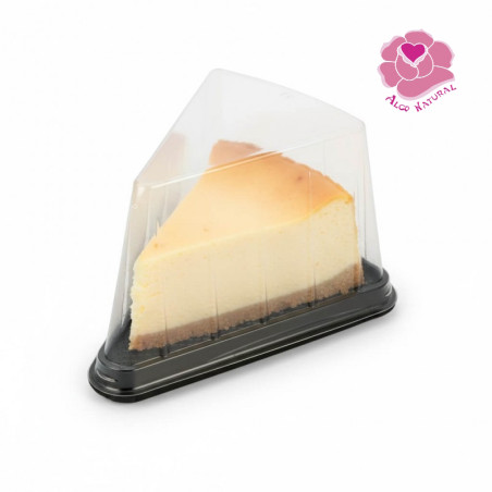 Embalagem p/ 1 Fatia individual Preta + Tampa Transp. PET 124X87X82mm