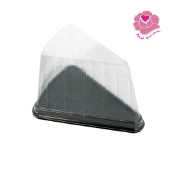 Embalagem p/ 1 Fatia individual Preta + Tampa Transp. PET 124X87X82mm