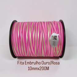 Fita Embrulho Ouro/Rosa 200M