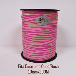 Fita Embrulho Ouro/Rosa 200M