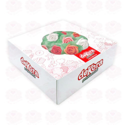 Rosas com folhas de hóstia em cores sortidas 4 cm - Caixa