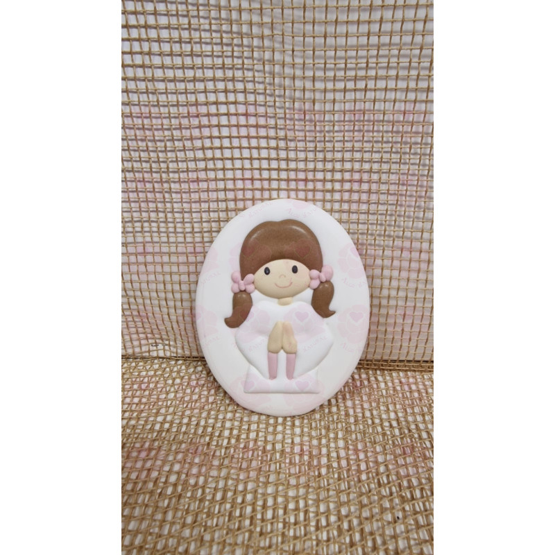 Placa oval açúcar menina para comunhão