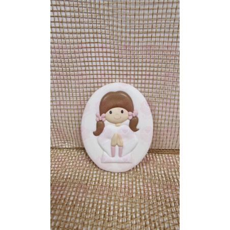 Placa oval açúcar menina para comunhão