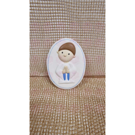 Placa oval açúcar menino para comunhão