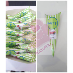 Caixa Cone Happy Verde com bolinhas 190x75x45mm