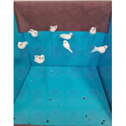 Pomba branca pequena c/penas em arame 3cm