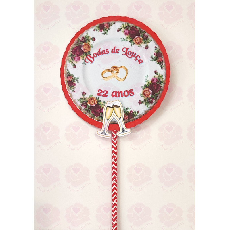 Toppers para bolo Bodas de Louça - 22 anos casamento