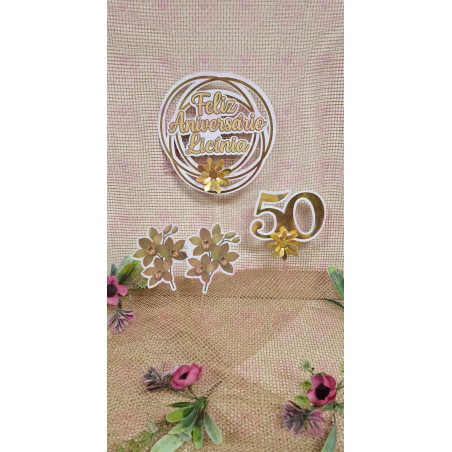 Topper para bolo 50 anos Licínia